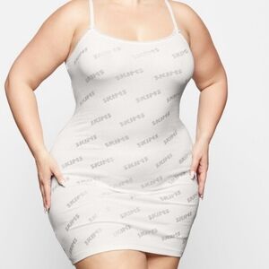 SKIMS rhinestone logo mini dress